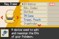 The Key Items menu in Pokémon Odyssey